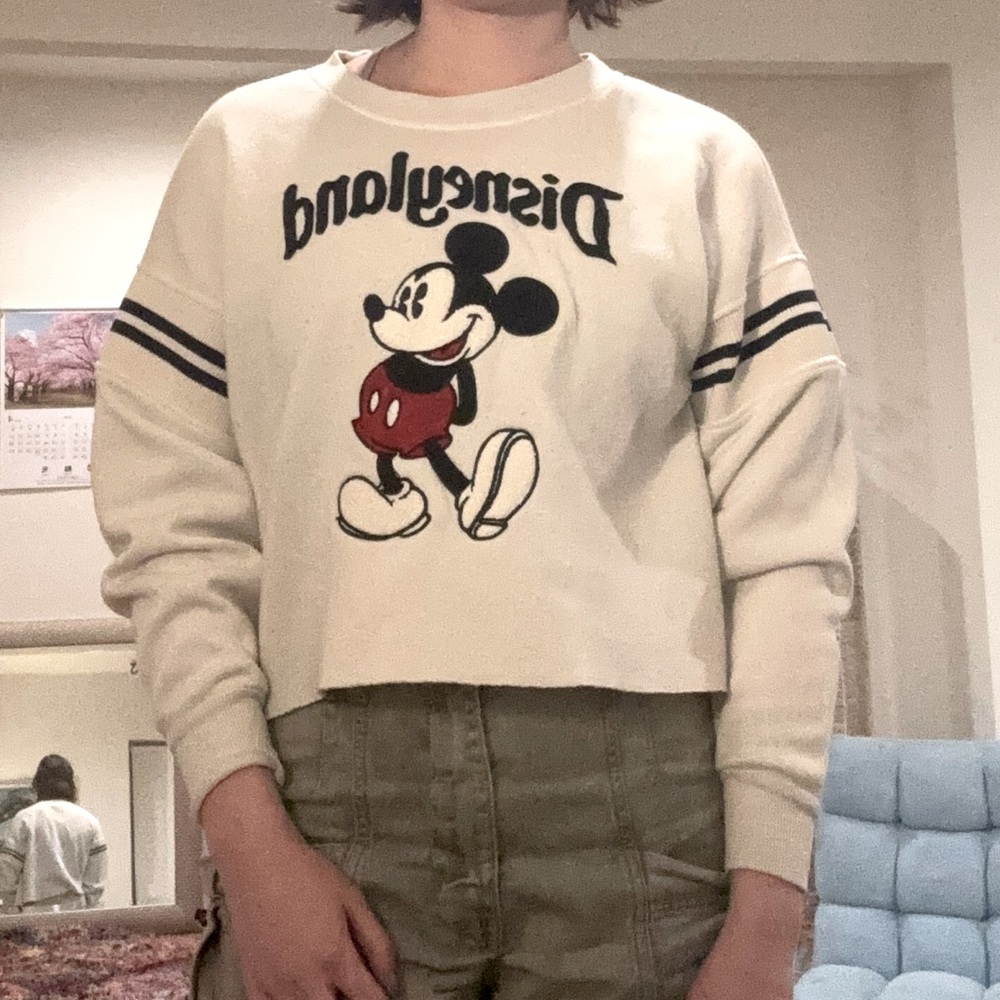 White Cropped Disney Sweater